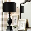 GO&SO Black Velvet Lamp Shades - 13" Top x 13" Bottom x 10" High(Spider) Medium Drum Lampshades - Traditional Fabric Lamp Shade for Table Lamps - Replacement Lampshade - Assembly Required