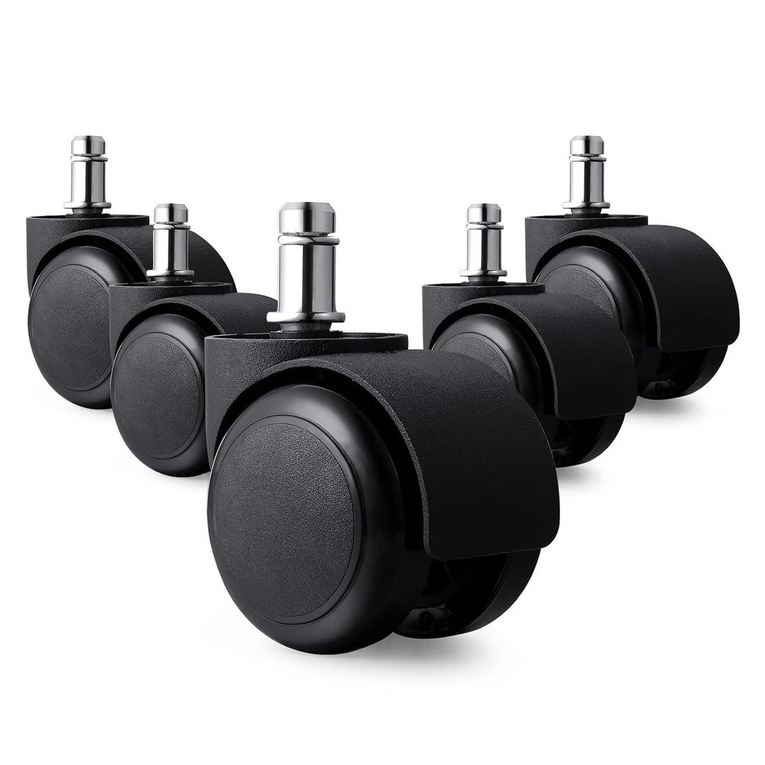2 inch Office Chair Wheels Heavy Duty Replacement Casters, Universal Standard Stem Fits 99% of Chairs, Smooth & Quiet Roll on All Floors, 200 lbs Load Capacity per Wheel, Set of 5