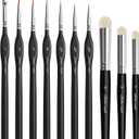 Golden Maple Miniature Paint Brushes Drybrush-10pcs Micro Detail Paint Brush Set, Small Fine Detail Brushes for Acrylic, Watercolors & Paint by Number, Figurine