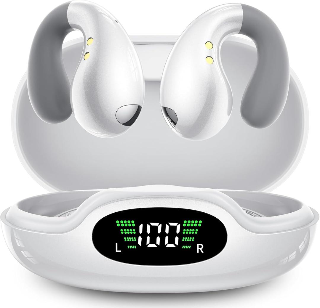 Ultra Open Ear Earbuds - Ergonomic Clip-On Earbuds, Small Bone Conduction Over-The-Ear Headphones with Waterproof Design, Perfect Running Headphones for Sports and Fitness