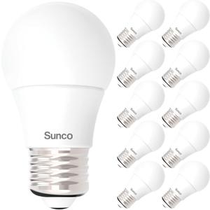 Sunco 10 Pack A15 Light Bulb LED, Dimmable Refrigerator Appliance Bulbs, 800 LM, 8W (60W Equivalent), 3000K Warm White, E26 Medium Base, Instant On, Indoor Outdoor Lighting UL.