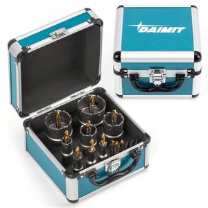 DAIMIT 14Pcs TCT Hole Saw Kit, 1/2"-1-57/64" Heavy-Duty Tungsten Carbide Hole Saws Kit for Metal, Stainless Steel, Iron, Wood, Plastic, with 3*Detachable Pilot Drill Bits and 3*L-Wrench