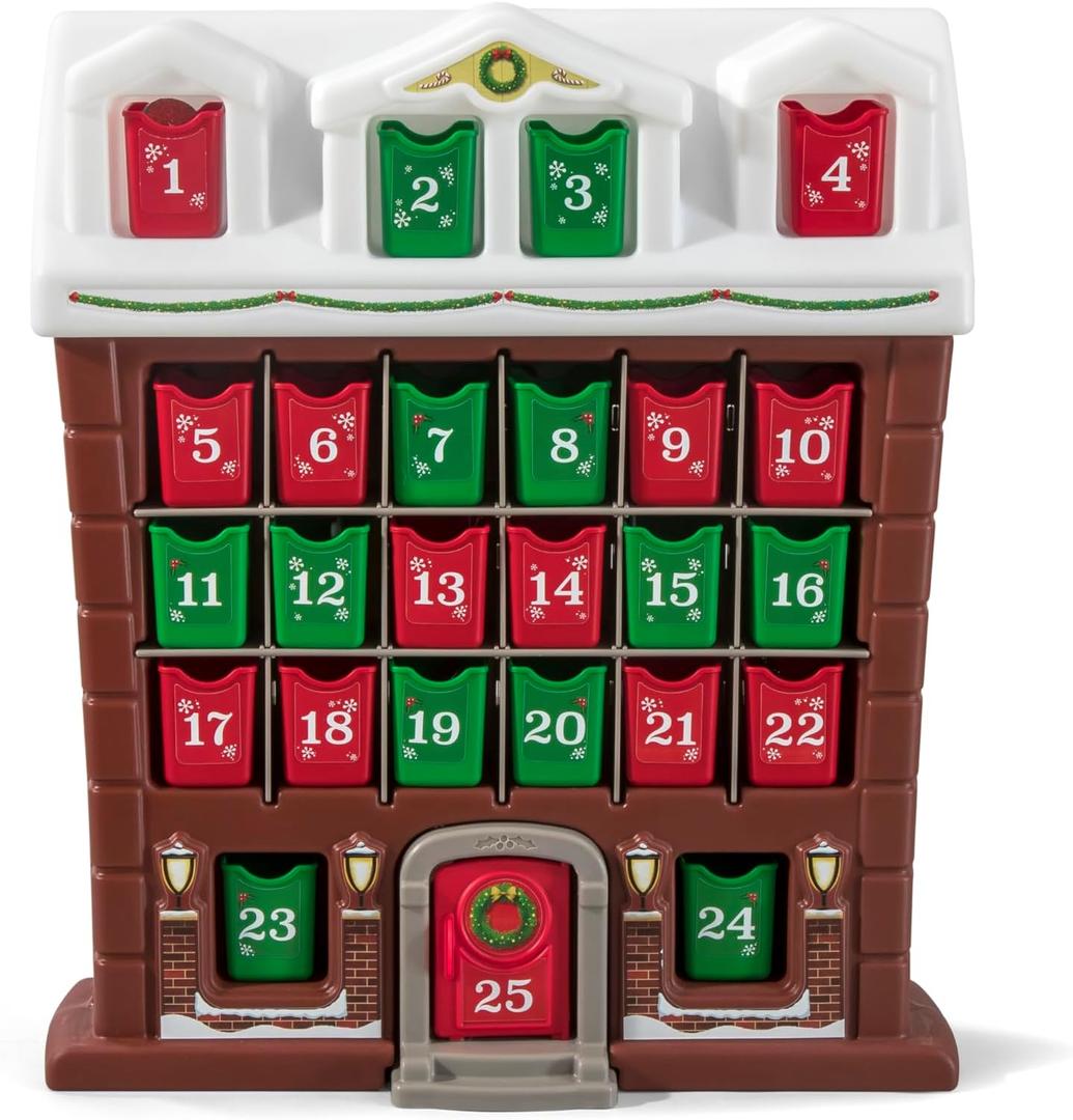 Step2 My First Advent Calendar, Kids Interactive Christmas Toy, Includes 25 Toy Refillable Bins, Hide Surprises for Holiday Excitement, Made of Durable Plastic, for Toddlers 1.5+ Years Old