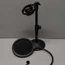 BILIONE Multifunctional Desktop Microphone Stand, Adjustable Mic Stand Desk with Pop Filter, Shock Mount, Microphone Clip, 5/8" to 3/8" Metal Screw Adapter (Round Base)