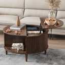 Coffee Table with Storage, Fluted Lift Top Coffee Table for Living Room, 31.5" Mid Century Modern Center Table with Sliding Cabinet Door, Walnut