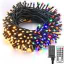 Brizled Christmas Lights, 65.67ft 200 LED Color Changing Tree Lights 11-Function Warm White & Multicolored Christmas Lights Remote, Connectable Mini Lights Set Decorative Lights String for Xmas Party