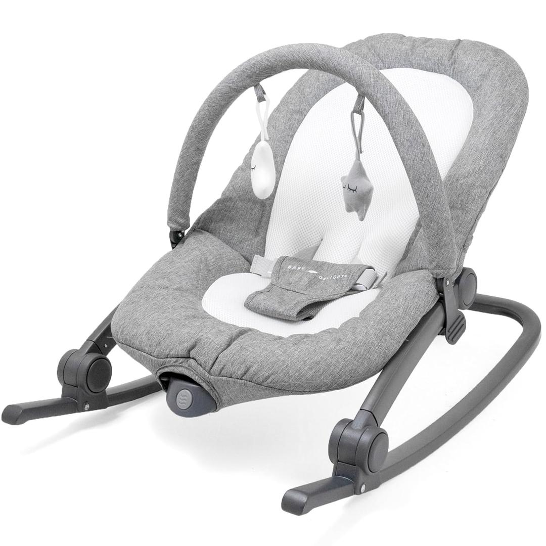 Baby Delight Aura Deluxe | Portable Baby Bouncer for Infants | Baby Rocker | Quilted Charcoal Tweed (Grey)