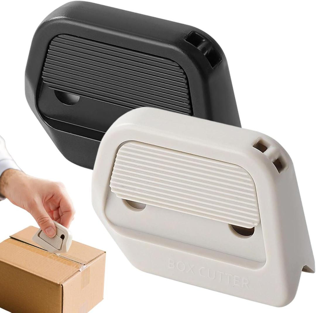 2 Pcs Magnetic Box Cutter,Box Opener Cutter,Ceramic Box Cutter,Ceramic, Box Cutters Retractable For Kids,Home And Office, Cardboard Cutting Tool(White+Black)