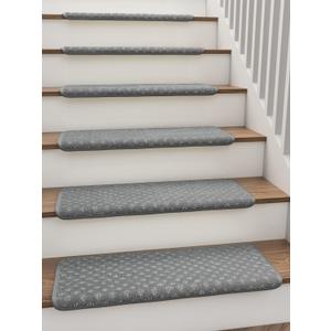 Bullnose Carpet Stair Treads for Wooden Steps Non Slip Indoor, Stair Runner Stair Protectors Pet Elders Friendly Peel and Stick Adhesive Rugs Covers Reusable 9.5" x 28"(7 Pcs,Dark Grey)