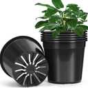6 Pack 5 Gallon Pots for Plants, 5 Gallon Plastic Nursery Pot with Drainage Holes, Sturdy Plastic Plant Pots for Nursery Garden, Flowers, Succulent Outdoor Indoor (Black, 5 Gal- 6 Pack)