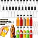 AuroTrends Hot Sauce Bottles 5 oz 35Pack, Empty Wine Bottles with Caps/Shrink Capsules/Stickers -5oz Clear Woozy Bottle with Lids (5 fl.oz/ 35Pack)