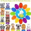 Letapapa 12 Pack Easter Eggs Filled with Safari Animal Finger Puppets for Easter Basket Stuffers, Easter Egg Fillers, Easter Eggs Hunt, School Classroom Rewards Party Favor Supplies