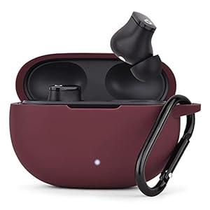 AIRSPO Silicone Case Compatible with Beats Studio Buds Case 2021 Soft Protective Cover for Beats Wireless Earbuds with Keychain (Burgundy)