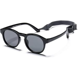 HJSTES Polarized Baby Sunglasses for Toddler Boys Girls, TPEE Flexible Frame with Strap, for Infant Age 0-3