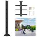 1 Pack 35"x3"x3" Horizontal Aluminum Deck Railing Post, Level Middle Post, Black Textured Powder-Coat Finish Horizontal Rail System for Outdoor Decks, Porches & Balconies