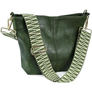 Hobo Bags Vegan Leather Crossbody Bag Guitar Strap Shoulder Purses with Zipper Handbags for Women (Green 2)