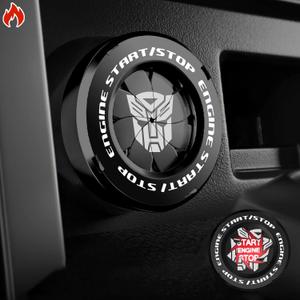 Tybasthe Rotary Push Start Button Cover, Transformers Car Accessories Engine Start Stop Button Cover, Autobots Car Stickers Interior Decor, Motorcycle Ignition Key Switch Cover, Black