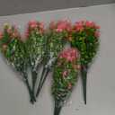 10 Bundles Artificial Fake Flowers, Faux Outdoor Plastic Plants UV Resistant Shrubs Outside Indoor Decorations (Pink-Eucalyptus)