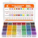 JOREST 280 Pcs Fuse Kit,182 Mini Car Fuses Assortment + 98 Standard Auto Blade Fuse, Replacement for Tool Automtive RV Motorcycle Truck Accessories(2A 3A 5A 7.5A 10A 15A 20A 25A 30A 35A 40AMP)