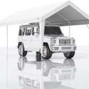 VEVOR Upgraded 10x20 ft Heavy Duty Carport Car Canopy, Car Port Garage Boat Shelter Party Tent with 8 Reinforced Poles and 4 Weight Bags, UV Resistant Waterproof Tarp for SUV, Truck, Boat (White)