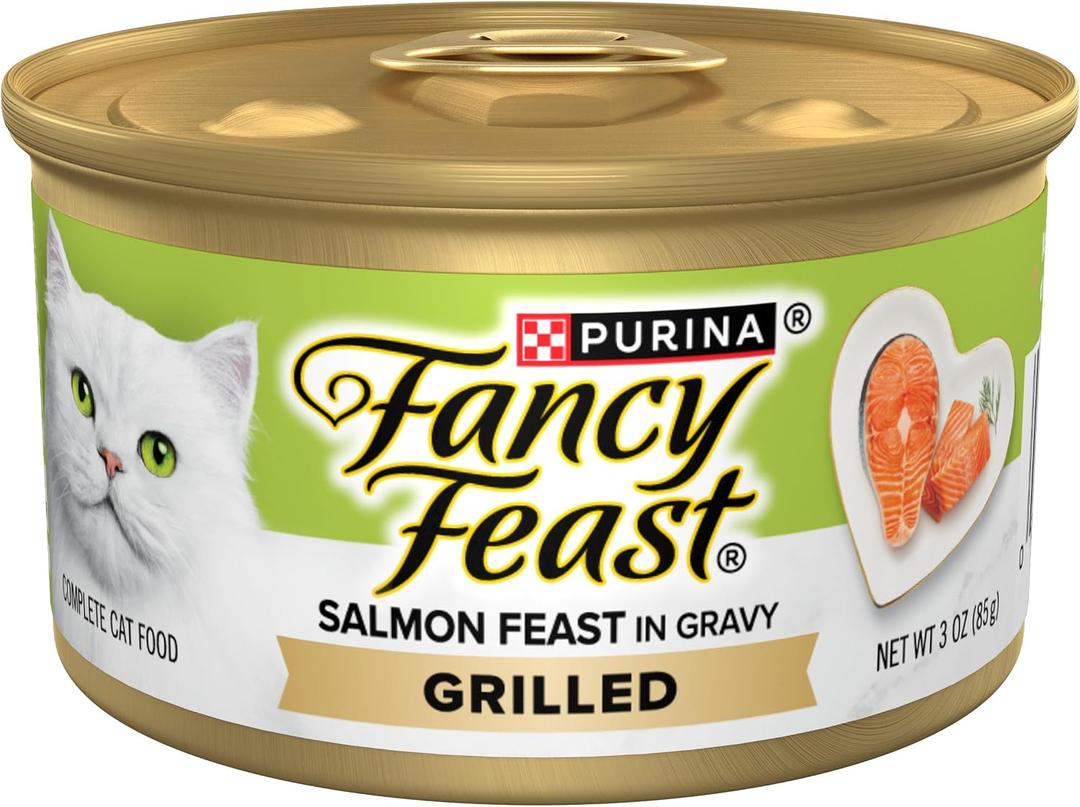 Purina Fancy Feast Grilled Salmon Feast Wet Cat Food (24) 3oz Cans, EXP: APR 2028