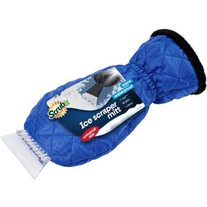SCRUBIT Ice Scraper with Glove - Car Windshield Scraper for Ice and Snow w/Fleece Mitt - Quickly Scrape and Remove Snow While Staying Warm - Waterproof & Windproof - Car Scraper Snow Brush (Blue)
