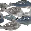 Danya B. School of Fish Modern Metal Wall Art, Perfect for Coastal, Nautical, Beach, or Boat Decor, Collector, Vacation House, Blues and Silver Wall Art