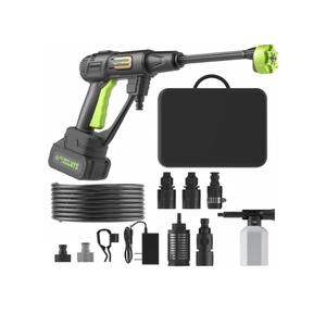 Cordless Pressure Washer Battery Powered; 990PSI Cordless Power Washer with 6-in-1 Nozzle, 23FT High-Elastic Hose, 21V Battery&Charger; Home Portable Handheld Pressure Washer Cleaner (Evergreen)
