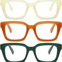 Readers for Women Fashion Style Square Reading Glasses with Spring Hinge Blue Light Blocking for Men Ladies