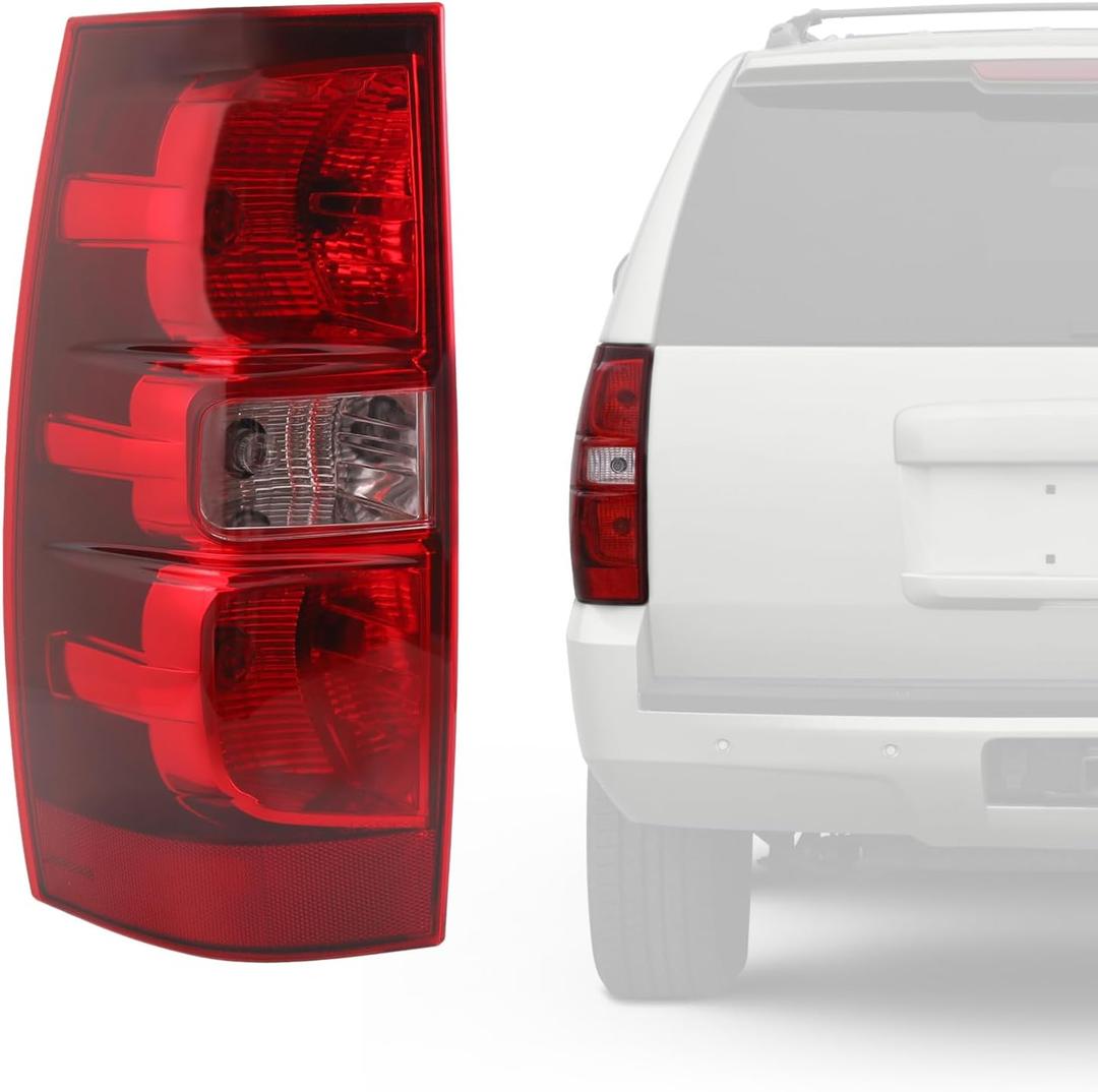 Tail Lights Assembly Driver Side with Bulbs Compatible With 2007-2014 Chevy Suburban 1500 2500,Tahoe Suburban GM2801196 25862702 Left Tail Light Rear Lamp