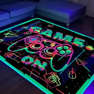 KMkicme Gaming Area Rug for Bedroom Gamer Rug for Boys Room Decor Video Game Printed Carpet Glow in The Blacklight Rug for Playroom Non-Slip Area Rug Kids Girls Gamer Room Casual Mat 23x35 Inch (2'11" x 1'11" (Rectangular))