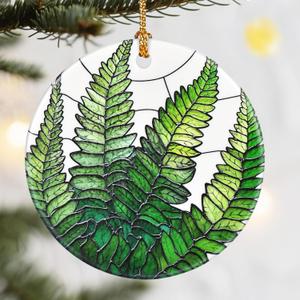 Christmas Ornaments, Dodosky 2.8in Ceramic Fern Plant Ornament, Xmas Decor, Christmas Tree Ornaments, Xmas Decorations for Tree, Holiday Ornament, Gifts for Plant Lovers, Gifts for Women, Men