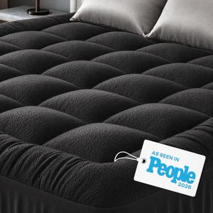 Niagara Sleep Solution Ultra Soft Queen Size Mattress Topper - Rayon Derived from Bamboo Pillow Top Mattress Pad for Back Pain Relief - Naturally Cooling for Hot Sleepers, Black