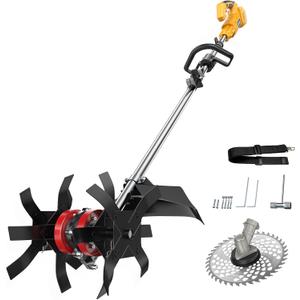 Cordless 2-in-1 Tiller Cultivator & Weed Wacker Compatible with Dewalt 20V Battery (Tool Only), 500RPM Ecarke Electric Garden Tiller String Trimmer, 9" Tilling Width 9.4" Depth for Soil Cultivation