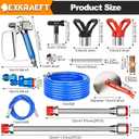 25PCS Airless Paint Sprayer Gun Kit, 3600PSI Airless Spray Gun with 50Ft and 4.92Ft High Pressure Hose, 6PCS Reversible Spray Tips & 6PCS Filters & 4PCS Extension Rod & Guide Tool & 2PCS Nozzle Seat