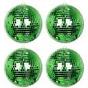 KI Store 4pcs Disco Christmas Balls 6-Inch Green Large Mirror Christmas Tree Ornaments for Xmas Decor