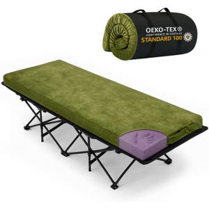3in 100% Memory Foam Camping Mattress Pad, Roomier 75" Long Cot Mat
