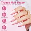 2 x Coffin Press On Nails, Ombre & Glossy Fake Nails, Reusable Press Ons Set for Women Daily Wear, Durable, 12 Sizes - 24 Pcs with Glue & Jelly Gel, Gradient Pink