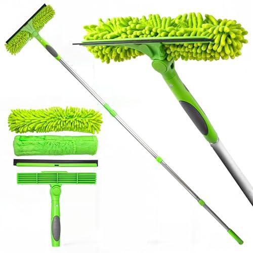 DSV Standard 62” Professional Window Squeegee for Window Cleaning, 2 in 1 Rotatable Window Cleaning Squeegee Kit with Extension Pole, Window Cleaning Tool for Indoor/Outdoor High Windows, Home, Car