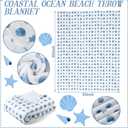 SmoothNovelty Ocean Life Ocean Beach Coastal Throw Blanket 50x60in Blue Nautical Coastal Bed Blanket Seashell Starfish Soft Flannel Throw Blankets for Adults Sofa Couch Bed Room Birthday Gift Decor