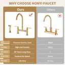 Kitchen Faucet with Side Sprayer 59" Extra Long Hose Pull-Out Spray High Arc Dual Handle Swivel Kitchen Sink Faucets 3 Holes Stainless Steel Brushed Gold Faucet for Commercial Laundry Farmhouse