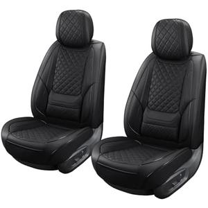 Leather Front Seat Covers for Cars Breathable Seat Covers Waterproof Seat Protectors Universal Fit for Most Automotive Cars SUV Trucks Van (Black, Front Pair)