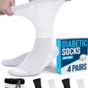 Doctor's Select Diabetic Socks for Men - 4 Pairs Crew Diabetic Neuropathy Socks for Men | Diabetic Socks for Men