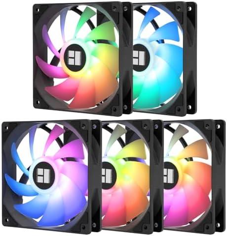 Thermalright 5 Pack TL-C12C-S CPU Fan 120mm ARGB Case Cooler Fan, 4pin PWM Silent Computer Fan with S-FDB Bearing Included, up to 1550RPM Cooling Fan（5 Quantities）