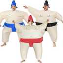 DeHasion 3 Packs Inflatable Sumo Wrestler Costume Cosplay Blow Up Suit for Adult/Holiday/Halloween/Birthday Party