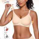 Vertvie Womens Wireless Jelly Bras No Underwire Push Up Seamless Bra Supportive Full Coverage Bralette Regular and Plus Size