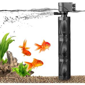 Aquarium Filter for 100-180 Gallons,3 in1 Adjustable Ultra-Quiet Fish Tank Filters,528GPH Powerful Pump Submersible Aquarium with Filtration Water Circulation, Air Supply