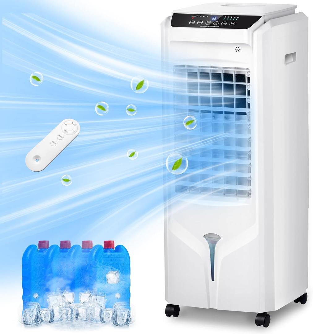 Uthfy 1800 CFM Evaporative Air Cooler, 32 Inch Swamp Cooler Air Conditioner with 4.2 Gal Water Tank, 120Oscillation, 12H Timer, 3 Speed, 4 Modes, Remote, Portable Cooling Fan for Bedroom, Living Room