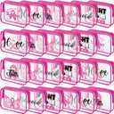 Frienda 24 Pcs Breast Cancer Awareness Makeup Bags Pink Ribbon Cosmetic Bags PVC Clear Breast Cancer Survivor Gifts Bulk Hope Faith Believe for Women Girls Charity Public and Social Event Supplies