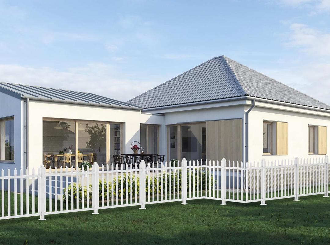 SunnyRoyal Picket Fence Panels White Picket Fence Vinyl PVC Garden Fence for Front Yard Outdoor Decrotion 84'' L x 36'' H (20 Pickets, Straight) (SC-PVCFSIN8436P20)